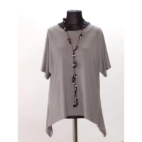 Tunika KIMONO dzianinowa z wydłużonymi bokami - beige